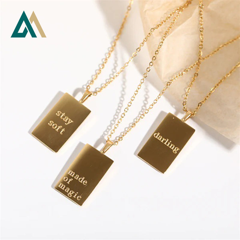 Minimalism Letter Square Pendant Necklace