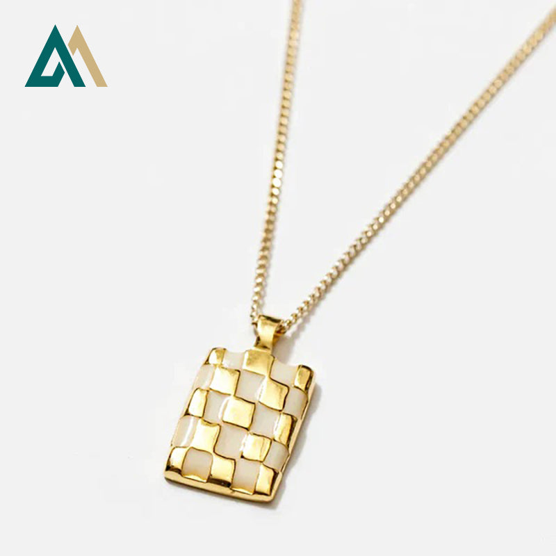 Gold Checkerboard Necklace