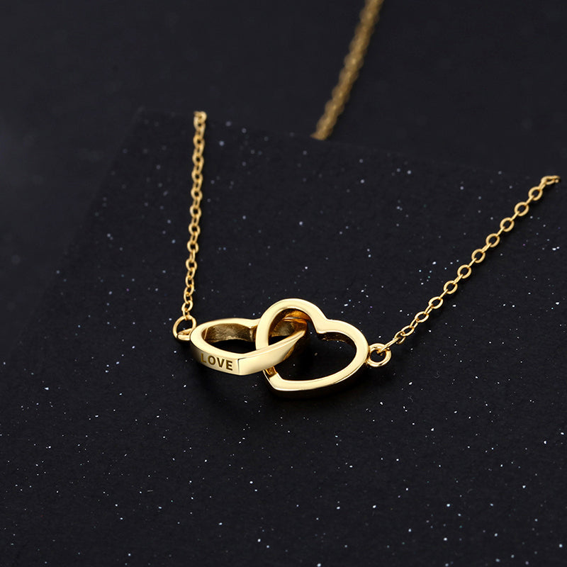 Double Heart Engraved Necklace & Eternal Bear Box