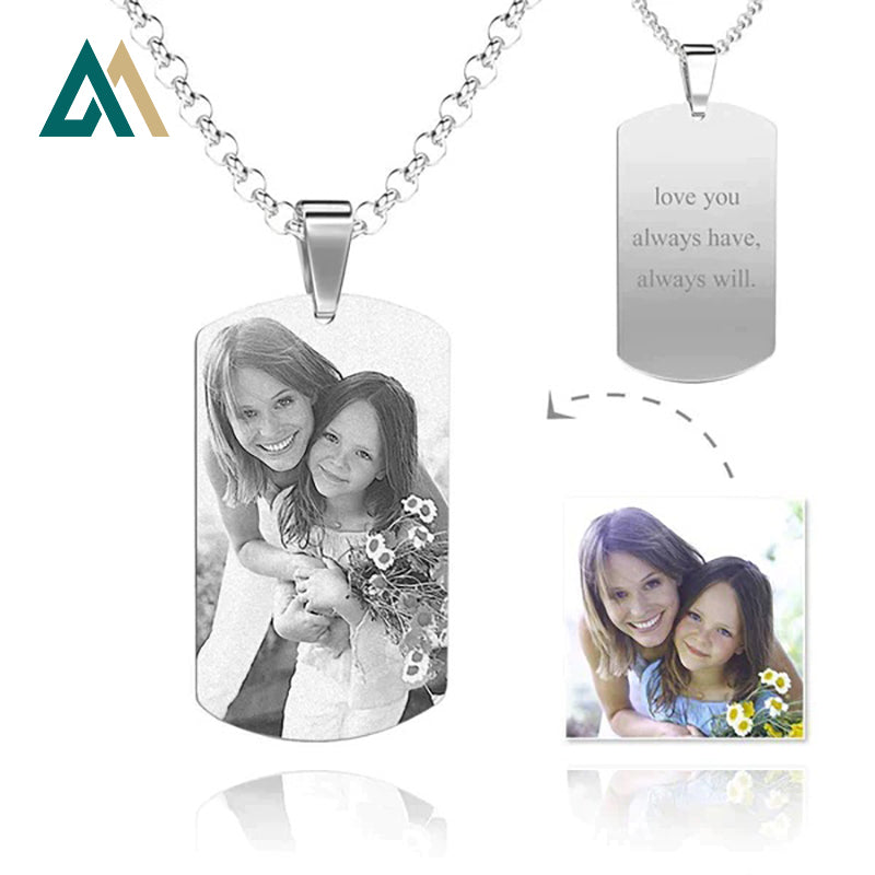 Custom Engraved Necklace - "Badge Of Love"