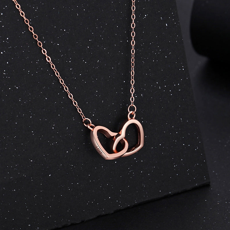 Double Heart Engraved Necklace & Eternal Bear Box