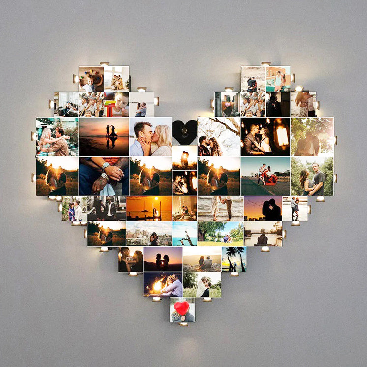 Custom Heart Shape Photo Collage Lamp