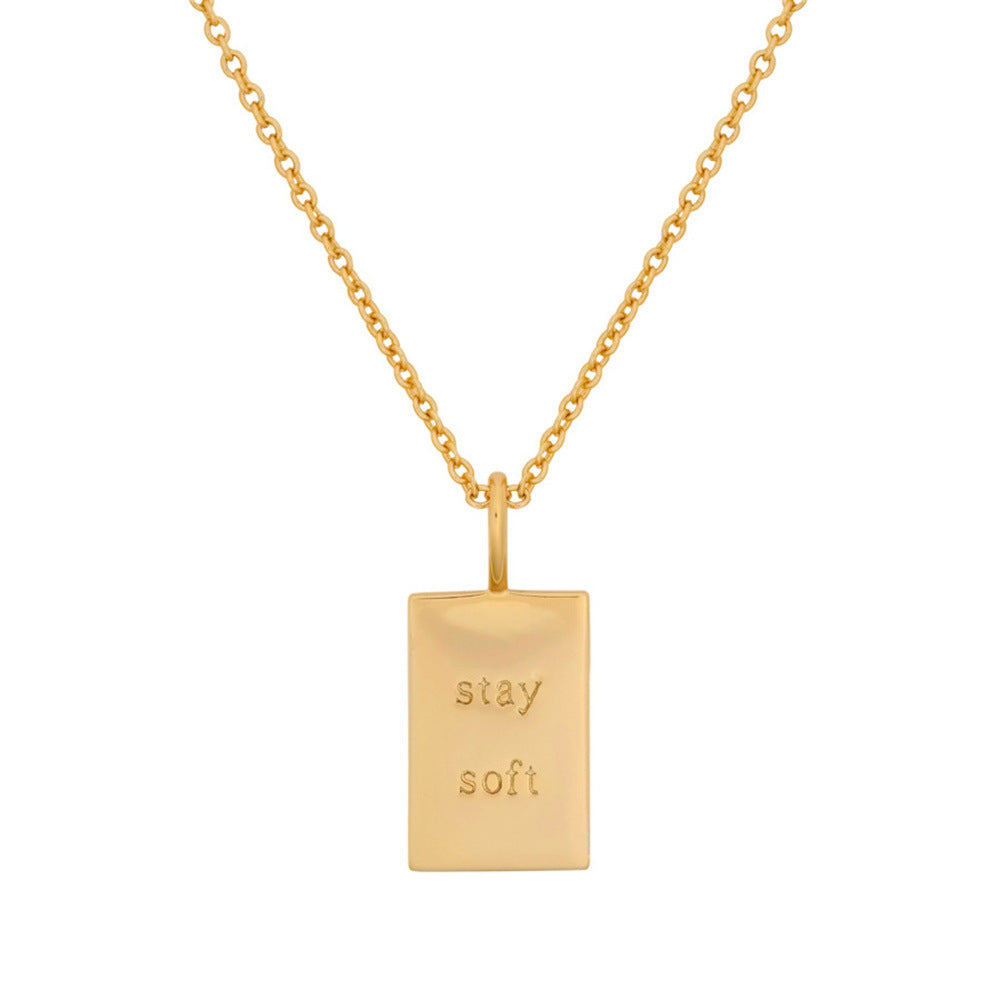 Minimalism Letter Square Pendant Necklace