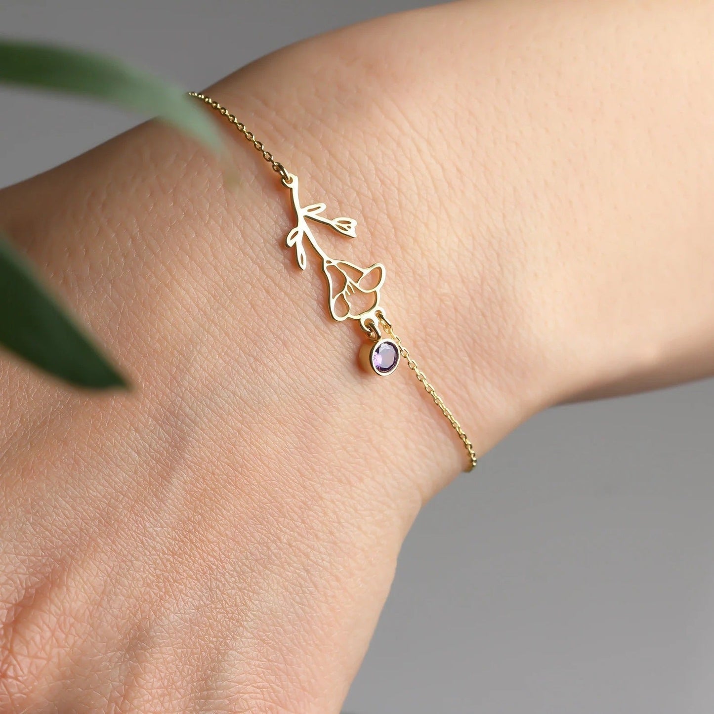 Bracciale con pendente in zircone fiore di luna