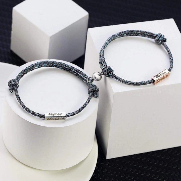 Custom Couple Status Magnetic Bracelet