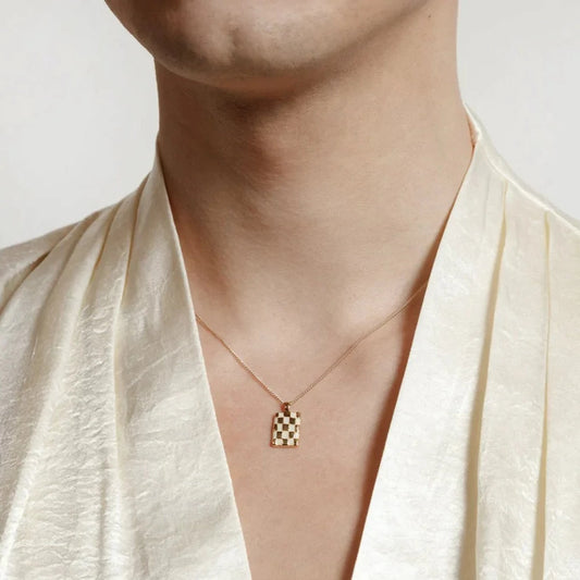 Gold Checkerboard Necklace